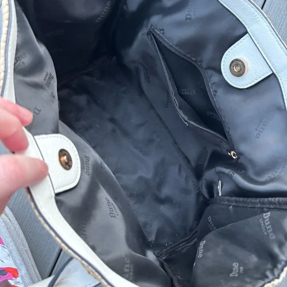 Dune London Blue and Tan raffia rattan satchel - Picture 8 of 8